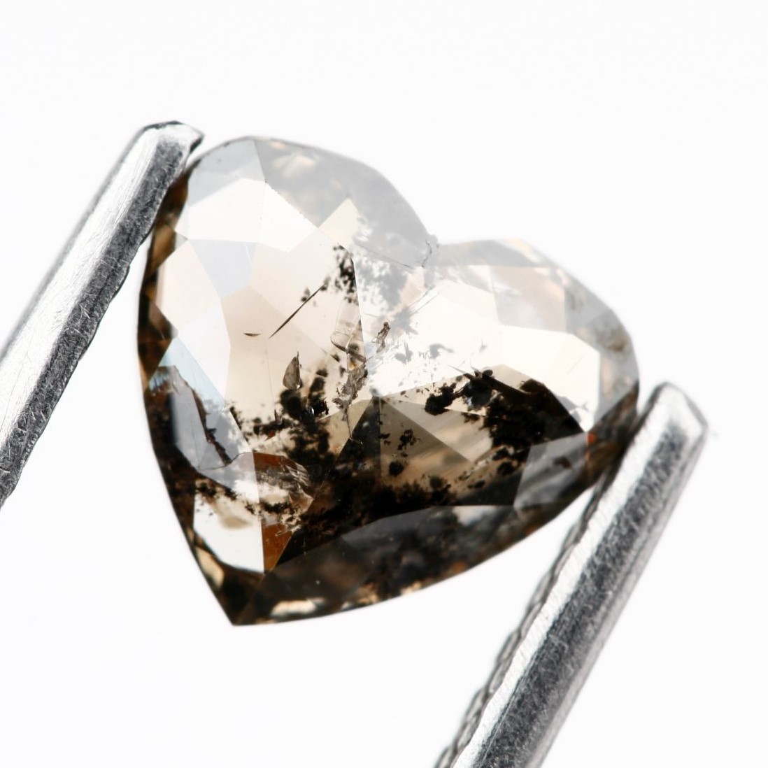 0.83 Carat Heart Shape Chocolate Brown Salt and Pepper Diamond For Engagement Ring